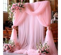 Chickwin European Style Wedding Arch Draping, Hanging Chiffon Sheer Backdrop Curtain Drapery,Wedding Archway Swag Decorations for Indoor/Outdoor Party Backdrop Ceiling Drapes (Pink,160x500cm)