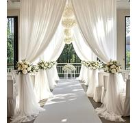 Chickwin European Style Wedding Arch Draping, Hanging Chiffon Sheer Backdrop Curtain Drapery,Wedding Archway Swag Decorations for Indoor/Outdoor Party Backdrop Ceiling Drapes (White,75x600cm)