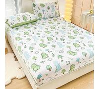 Chickwin Fitted Sheets Bedding Sheets, Simple Geometry Print Double King Single Size Bed for Deep Pocket 30cm - Shrinkage Fade Resistant Easy Care (Dinosaur,Super King)