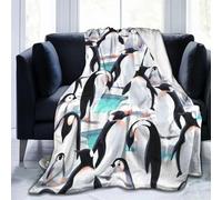 Chickwin Flannel Fleece Throw Blanket, 3D Animal Pattern Fluffy Blankets Thick Warm Throw Blanket Winter Blanket Sofa Throws Cozy Bedspread for Single Double King Bed (135x200cm,Cute Penguin)