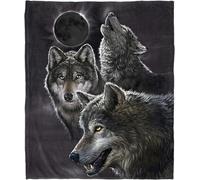 Chickwin Flannel Fleece Throw Blanket, 3D Wolf Pattern Fluffy Blankets Thick Warm Throw Blanket Winter Blanket Sofa Throws Cozy Bedspread for Single Double King Bed (Black Wolf,200x200cm)