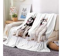 Chickwin Flannel Throw Blanket, 3D Dog Puppy Print Blanket Microfiber Soft Throw Blanket Lightweight Fluffy Warm Comfortable Blanket for Indoor Bed Sofa Chair (Alaskan Malamute,150x180cm)