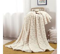 Chickwin Fleece Flannel Blanket Throw Large Warm Cozy Fluffy Microfiber Solid Color Sofa Bed Blanket Bedspread White 200x230cm