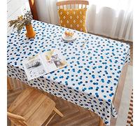 Chickwin Floral Print Tablecloths Wipeable PVC, Rectangular Oilcloth Wipe Clean Tablecloth Plastic Waterproof Modern Pattern Table Cover for Home Kitchen Picnic Party (Blueberry,140 * 140cm)