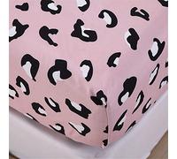 Chickwin Floral Printed Fitted Sheets Bedding Sheets with Deep Pocket 30cm for Single Double King Bed - Microfibre Soft Shrinkage Fade Resistant Easy Care (Leopard print,180x200+30cm)