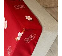 Chickwin Flower Printed Fitted Sheets 100% Polyester Bedding Sheets, Double King Single Size Bed for Deep Pocket 30cm - Shrinkage Fade Resistant Easy Care (Red lily,90x200x30cm)