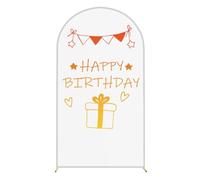 Chickwin Happy Birthday Print Arch Cover Backdrop,Elastic Fitted Arch Backdrop Sailboards Background,Background Stand Covers for Christmas/Halloween & Party Decoration (Gradient Orange,4FT(55x120cm))