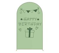 Chickwin Happy Birthday Print Arch Cover Backdrop,Elastic Fitted Arch Backdrop Sailboards Background,Background Stand Covers for Christmas/Halloween & Party Decoration (Green,4FT(55x120cm))