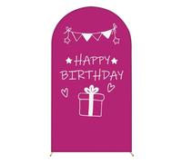 Chickwin Happy Birthday Print Arch Cover Backdrop,Elastic Fitted Arch Backdrop Sailboards Background,Background Stand Covers for Christmas/Halloween & Party Decoration (Rose Red,6FT(80x180cm))
