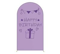 Chickwin Happy Birthday Print Arch Cover Backdrop,Elastic Fitted Arch Backdrop Sailboards Background,Background Stand Covers for Christmas/Halloween & Party Decoration (Purple,7.2FT(122x220cm))