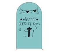 Chickwin Happy Birthday Print Arch Cover Backdrop,Elastic Fitted Arch Backdrop Sailboards Background,Background Stand Covers for Christmas/Halloween & Party Decoration (Light Blue,4FT(55x120cm))