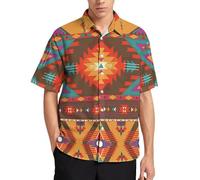 Chickwin Hawaiian Shirts for Men Women, 3D Exotic Prints Regular-Fit Short Sleeve Shirts Men, Polyester Casual Shiteshirts for Tropical Holiday Beach Funky Party Tops (Orange,S)