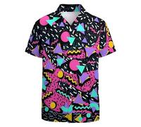 Chickwin Hawaiian Shirts for Men Women, Regular-Fit Short Sleeve Shirts Men, Colorful Geometry Refreshing Casual Shiteshirts for Tropical Holiday Beach Funky Party Tops (Triangle,XL)