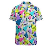 Chickwin Hawaiian Shirts for Men Women, Regular-Fit Short Sleeve Shirts Men, Colorful Geometry Refreshing Casual Shiteshirts for Tropical Holiday Beach Funky Party Tops (Geometric,3XL)