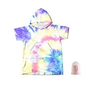 Chickwin Hooded Towel for Kids, Tie Dye Children's Hooded Poncho Bath Towel, Light Weight Microfiber Absorbent Bathrobe Unisex for Swimming Beach Surf, 2-13 Years Old (Tie Dye F,L)