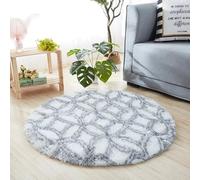 Chickwin Large Fluffy Rugs for Living Room, Large Shaggy Round Rugs Soft Thick Pile Plush Floor Mat with Non Slip Bottom European Style Modern Kids Carpet Play Mat (Light Grey,40cm)