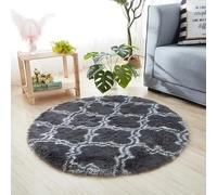 Chickwin Large Fluffy Rugs for Living Room, Large Shaggy Round Rugs Soft Thick Pile Plush Floor Mat with Non Slip Bottom European Style Modern Kids Carpet Play Mat (Moroccan Style,40cm)