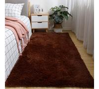 Chickwin Large Fluffy Rugs for Living Room, Large Shaggy Rugs Soft Thick Pile Plush Floor Mat with Non Slip Bottom Modern Kids Carpet Play Mat Washable for Bedroom (Brown A,60x200cm)