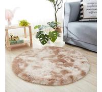 Chickwin Large Fluffy Rugs for Living Room, Tie Dye Large Shaggy Round Rugs Soft Thick Pile Plush Floor Mat with Non Slip Bottom Modern Kids Carpet Play Mat for Bedroom (Camel Color,110cm)
