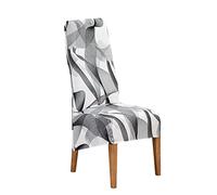 Chickwin Large High Back Dining Chair Covers, Geometric Print Chairs Slipcovers Set of 1 2 4 6 8, Elastic Stretch Chair Protectors for Dining Room, Kitchen, Wedding (Simple Style,4 Pieces)