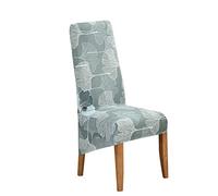 Chickwin Large High Back Dining Chair Covers, Leaf Print Chairs Slipcovers Set of 1 2 4 6 8, Elastic Stretch Chair Protectors for Dining Room, Kitchen, Hotel, Wedding (8 Pieces,Ginkgo Biloba)