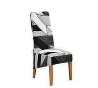 Chickwin Large High Back Dining Chair Covers,Simple Style Chairs Slipcovers Set of 1 2 4 6 8, Elastic Stretch Chair Protectors for Dining Room, Kitchen, Hotel, Wedding (Black Marble,2 Pieces)