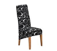 Chickwin Large High Back Dining Chair Covers,Simple Style Chairs Slipcovers Set of 1 2 4 6 8, Elastic Stretch Chair Protectors for Dining Room, Kitchen, Hotel, Wedding (White Ribbon,6 Pieces)