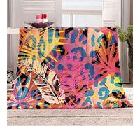 Chickwin Leopard Print Fleece Blanket Throw Large for Sofa, Fluffy Blanket Soft Warm Flannel Blankets Lightweight Microfiber Throw Blanket for Bed Couch Chairs Travel (160x200cm,Tropical plants)