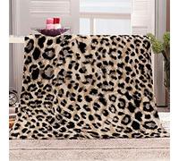 Chickwin Leopard Print Fleece Blanket Throw Large for Sofa, Fluffy Blanket Soft Warm Flannel Blankets Lightweight Microfiber Throw Blanket for Bed Couch Chairs Travel (130x150cm,Khaki Leopard)