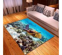 Chickwin Living Room Area Rugs, Bedroom Sea Turtle Pattern Soft Short Pile Non Slip Fluffy Large Rug for Home Garden Hallway Outdoor Entrances Staircase Decoration (60x180cm,Ocean World)