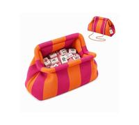 Chickwin Mahjong Tile Bag with Removable Chain, Empty Woven Striped Dumpling Clutch Purse for American Mah Jongg Tiles, Gold Mahjong Lucky Charm, Mahjong Gifts for Women and Game Lovers(OrangePurple)