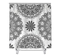 Chickwin Mandala Shower Curtain with 12 Hooks Waterproof Washable Bath Curtain Bathroom Decor 100% Polyester Fabric (light grey,180x180cm)