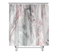 Chickwin Marble Shower Curtain with 12 Hooks 3D Printed Waterproof Washable Bath Curtain Bathroom Decor 100% Polyester Fabric (Gray Pink,90x180cm)