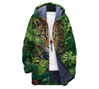 Chickwin Men's Fleece Jacket 3D Animal Print Hooded Winter Warm Windproof Sport Jacket Outdoor Workout Windbreakers Hiking Camping Hunting Coat with Pocket Thick Outerwear
