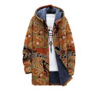 Chickwin Men's Fleece Jacket Hooded Winter Warm 3D Print Windproof Sport Jacket Outdoor Workout Windbreakers Hiking Camping Hunting Coat with Pocket Thick Outerwear