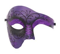 Chickwin Men's Half Face Masquerade Mask - Phantom of the Opera Ball Mask for Halloween, Christmas, Mardi Gras, Carnivals, Wedding, Cosplay Parties, Purple
