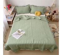 Chickwin Microfiber Quilted Bedspread, Ruffle Design Solid Color Quilt Bedspreads Quilt Bed Throw Bed Coverlets Soft Bedpreads Lightweight for Bedroom Decor, All Season (150x200cm,Green)