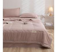 Chickwin Microfiber Quilted Bedspread, Solid Color Edge Plaid Design Quilt Bedspreads Quilt Bed Throw Bed Coverlets Soft Bedpreads Lightweight for Bedroom Decor (110x150cm,Brown)