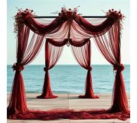Chickwin Modern Monochrome Wedding Arch Draping, Hanging Chiffon Sheer Backdrop Curtain Drapery,Wedding Archway Swag Decorations for Outdoor Party Backdrop Ceiling Drapes (Wine Red,76x800cm)