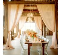 Chickwin Modern Monochrome Wedding Arch Draping, Hanging Chiffon Sheer Backdrop Curtain Drapery,Wedding Archway Swag Decorations for Outdoor Party Backdrop Ceiling Drapes (Champagne,150x800cm)