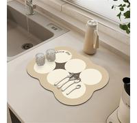 Chickwin Modern Simple Quick-Drying Mat, Diatomaceous Washable Sink Mat, Thermal Insulation Non-Slip Absorbent Drainer for Kitchen Sink Coffee Machine Dish Rack Marble Worktop (Beige,40x60cm)