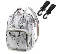 Chickwin Multifunction Baby Nappy Changing Backpack Large Capacity Diaper Bag with Bottle Insulated Bags, Machine Washable, Mom Dad Diaper Bag Tote Durable Travel Backpacks (Marble,40x25x16cm)