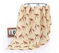 Chickwin Muslins Cloths Baby Swaddle Blanket Cotton Soft Large Nordic Muslins Receiving Blanket for Girls & Boys, Swaddle Wrape for Newborn Infant, Perfect Shower Gifts (Beige Giraffe,120x110cm)
