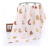 Chickwin Muslins Cloths Baby Swaddle Blanket Cotton Soft Large Printed Muslins Receiving Blanket for Girls & Boys, Swaddle Wrape for Newborn Infant, Perfect Shower Gifts (Rainbow,120x110cm)