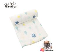 Chickwin Muslins Swaddle Blanket for Newborn/Baby, Soft Cartoon Animals Print Cotton Muslins Cloths Bath Towel Toddler Unisex Baby Shower Pram Cot Bed Sleeping Throw (110x110cm,Blue Ocean)