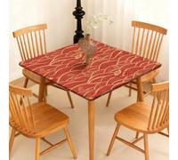 Chickwin New Chinese Style Square Tablecloth Elastic Trim (Orange,90x90cm)