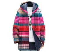 Chickwin Nordic Style Men's Fleece Jacket Hooded Winter Warm Windproof Sport Jacket Outdoor Workout Windbreakers Hiking Camping Hunting Coat with Pocket Thick Outerwear