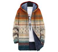 Chickwin Nordic Style Men's Fleece Jacket Hooded Winter Warm Windproof Sport Jacket Outdoor Workout Windbreakers Hiking Camping Hunting Coat with Pocket Thick Outerwear
