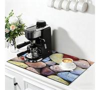 Chickwin Pebble Print Quick-Drying Mat, Diatomaceous Washable Sink Mat, Non-Slip Quick Absorbent Drainer for Kitchen Sink Coffee Machine Dish Rack Marble Worktop (Red Heart,40x50cm)