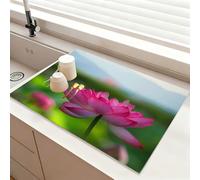 Chickwin Quick-Drying Mat, Diatomaceous Washable Sink Mat, Chinese Lotus Style Non-Slip Quick Absorbent Drainer for Kitchen Sink Coffee Machine Dish Rack Marble Worktop (Pink 2,60x60cm)